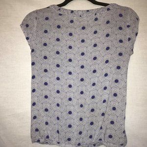 LOFT Blue White Floral Capped Sleeve Blouse XSP